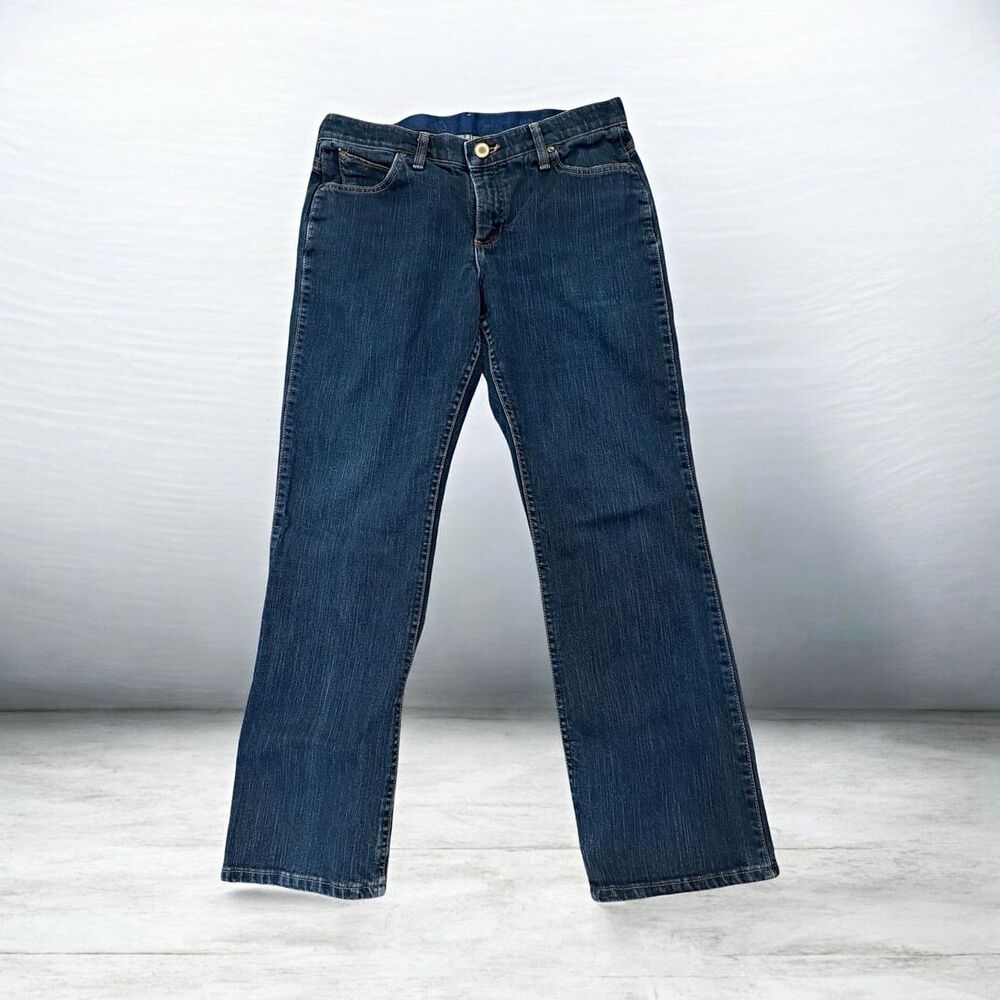 Wrangler Women's Regular Fit Straight Blue Denim Jeans 5-Pocket Logo Size 11/12